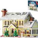 Christmas Holiday House Building Set, LED DIY Christmas Holiday Snow Village, Christmas House Compatible with Lego Gifts for Boys, Girls, Family, and Friends (1156pcs)
