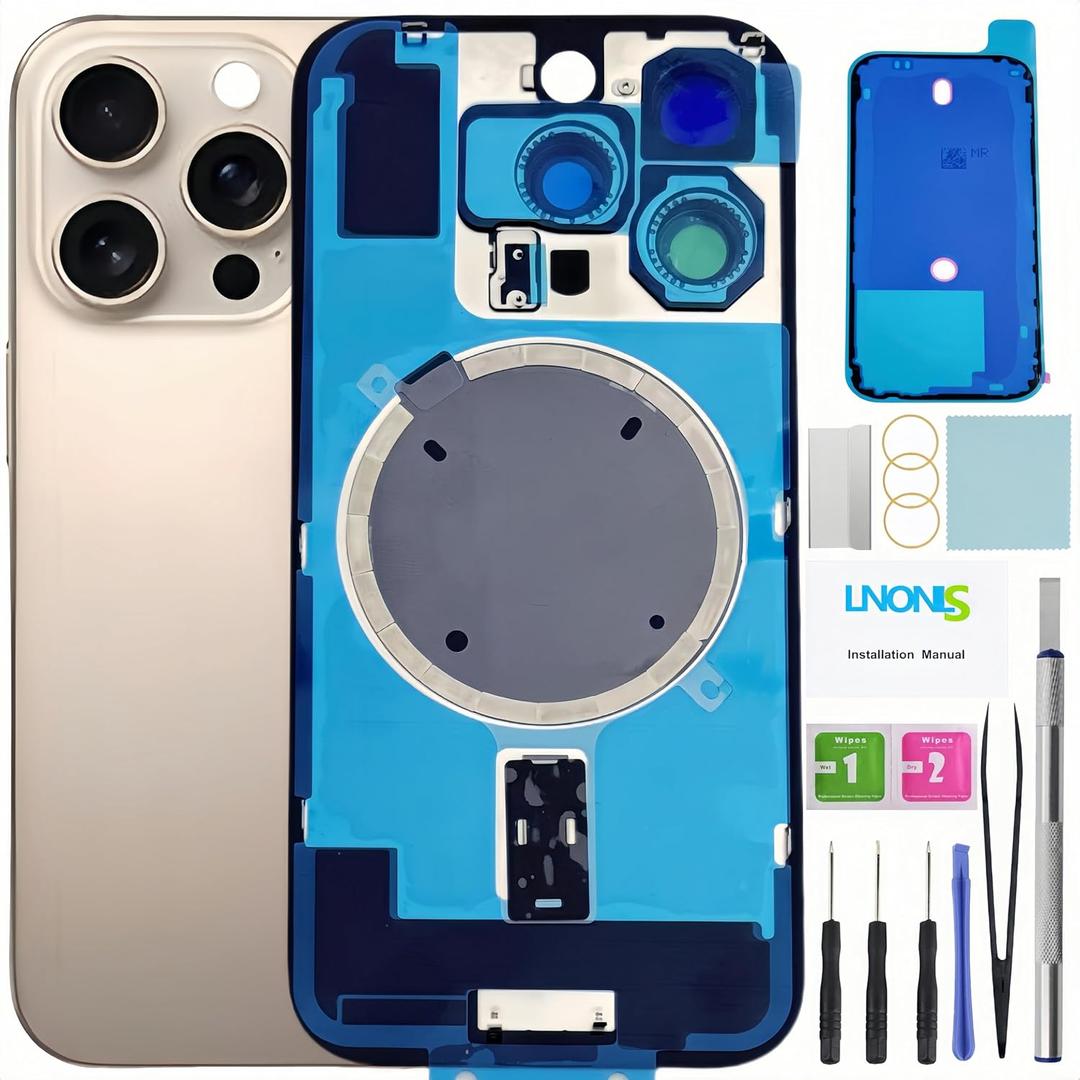 16 Pro Back Glass Replacement for iPhone 16 Pro Rear Back Cover Glass Waterproof and Camera Lens+Professional Repair Tool Kit (Desert Titanium)