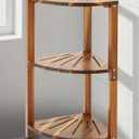 IBosins Corner Shower Caddy Standing 3-Tier Bathroom Shower Shelf for Inside Shower Natural Acacia Wood Organizer & Storage for Bedroom Living Room Kitchen