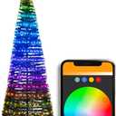 Collapsible Christmas Tree with Lights Bluetooth Smart App Control Prelit Artificial Led Light Show Christmas Trees 27 Modes Pencil Outdoor Christmas Tree Light Show Dimmable Music Sync Schedule, 6 ft