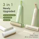 3-in-1 Pet Grooming Brush for Dogs & Cats | Deshedding & Dematting Comb with Built-in Lint Roller | Use with Our Sticky Hair Remover for Complete Fur Care (Green)