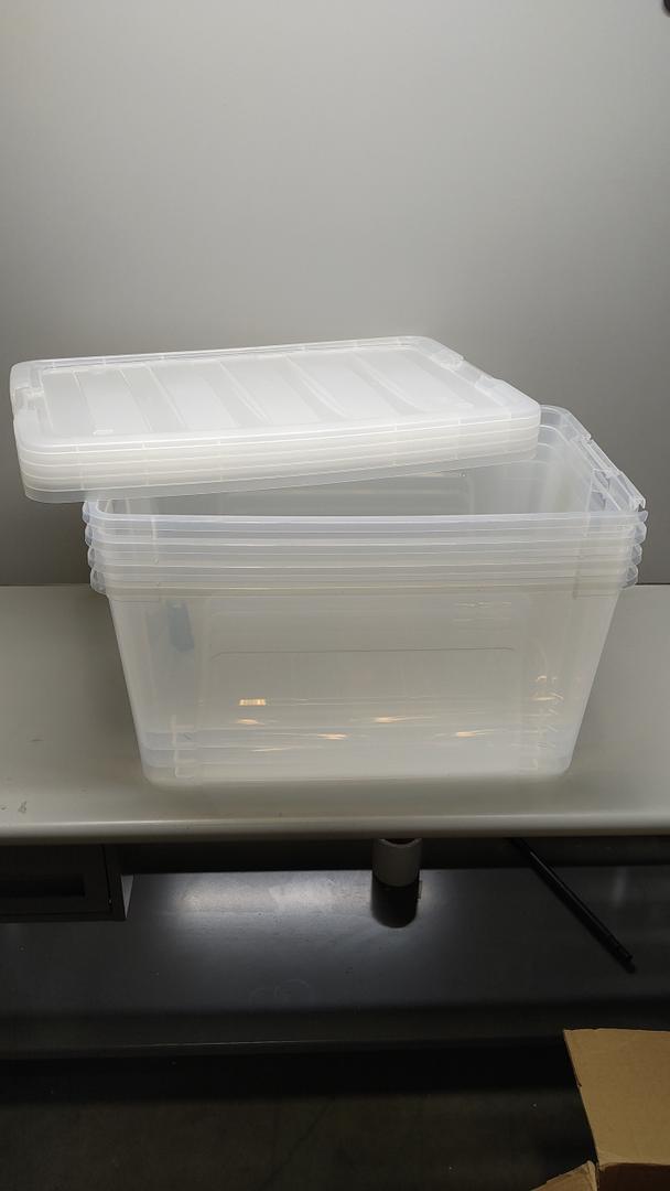 Pack Of 4 Clear Plastic Bins, 25" X 16" X 13"