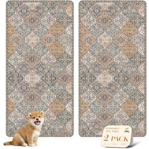 nunubaby Washable Pee Pads for Dogs, Stylish, Non-Slip and Leak-Proof Pee Pads. Reusable Potty Pads for Dogs for Crates and Floors.(Brown/Multi, 36" x72" )