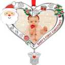 Baby First Christmas Ornament 2025 My First Christmas Photo Frame Ornament for Newborn Personalized Xmas Gifts Keepsake Decorations Pack of 2