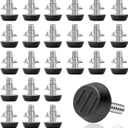 24 PCS 1/4 UNC Thread Adjustable Furniture Levelers Screw in Threaded, Steel Screw Feet Leveling Legs Screw On w/T-Nuts Glide for Table, Chair, Furniture Leg (1/4-20UNC Thread)