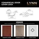 LYNN HARDWARE - ENTRANCE WITH CLUTCH Commercial Door Lock - Heavy-Duty Designer Handles for Doors - Durable Grade 2 Indoor Locks for Doors - Cylindrical Door Handle Lock - ADA Compliant - Satin Chrome