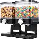Dual Cereal Dispenser, 7.4L Large Cereal Storage Container with 2 * 3.7L Compartments, Countertop Rotating Grain Dispenser with Transparent Bins, for Cereal, Oats, Rice, Beans, Snacks