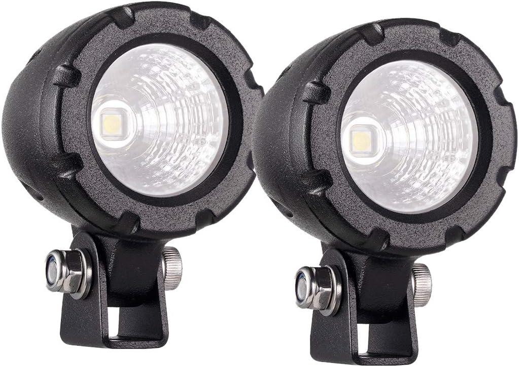Lightronic Offroad 1.7" Round Motorcycle LED Fog Light Pods, 6000K Cool-White Long Range Flood Beam, Rugged Die-Cast Aluminum Housing, Corrosion Resistant Waterproof, 12V/24V DC, 2-Pack