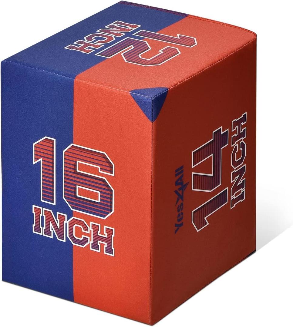 Yes4All 3-in-1 Soft-Padded Plyo Box With Wooden Core, Non-Slip Multi-Use Cushioned Plyometric Jump Box with Vinyl Cover for Jumping, Conditioning, Strength Training, 16" x 14" x 12"