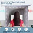 Desktop Soundproof Cover, Portable Vocal Booth, Microphone Isolation Booth Cube, Vocal Absorbing Shield, Small Music Recording Studio for Home Studio (Grey, 60x60cm)