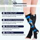 Lin Performance Compression Socks for Women and Men, 20-30 mmHg Open Toe Knee High Stockings, Leg Support for Daily & Travel Comfort (M, Black)