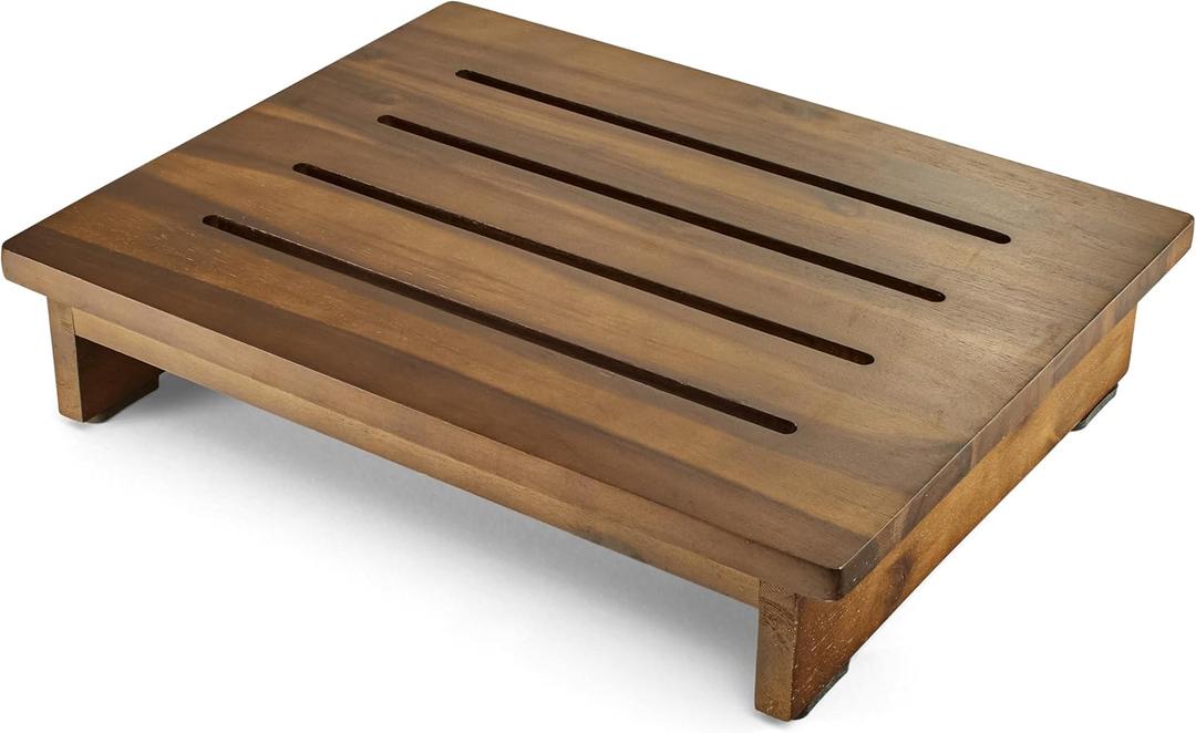 3.5" Wooden Step Stool, Pre-Assembled, Sturdy 300LBS (Walnut Color)