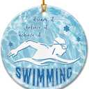 Swimmer Christmas Ornament 2025 - Swimming Ornaments for Christmas Tree, Swimmer Gifts for Men, Women, Sports Gift Ideas, Swim Gifts for Athletes, Coaches, Team - Ceramic Hanging Decorations