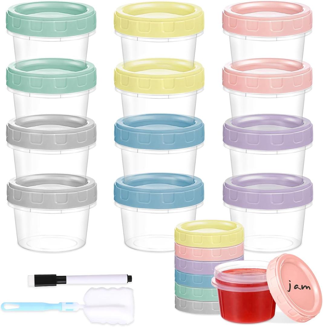 12pcs 2 oz Salad Dressing Container To Go Small Sauce Containers with Lids, Reusable Condiment Cups for Lunch Box, Leakproof, Freezer, Microwave & Dishwasher Safe