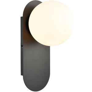 HOLKIRT Black Wall Light Fixture Mid Century Globe Wall Sconce with White Opal Glass for Living Room Bedroom Bathroom Entryway