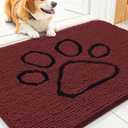 Smiry Dog Door Mat for Muddy Paws, Absorbent Dirt Trapper Non Slip Quick Dry Washable Chenille Mat for Mud Dogs, Entry Rug for Indoor and Outdoor (30x20 Inches, Caramel Russet and Black)