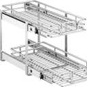 2-Tier Kitchen Cabinet,Pull Out Cabinet Organizer,Shelf and Drawer Organizer Slide Out Pantry Storaqe Basket in Multiple Sizes (12" W x21 D)