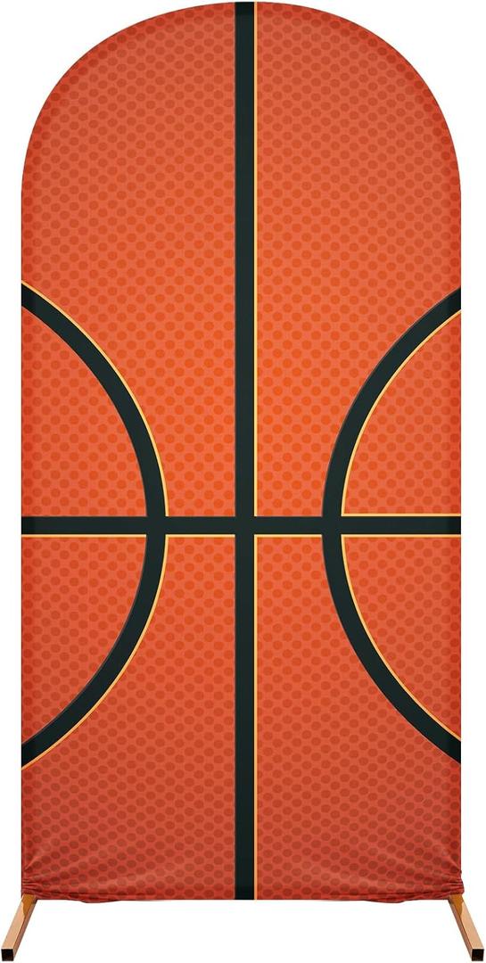 7.2 ft Basketball Party Arch Backdrop Cover Basketball Theme Arch Spandex Stretch Backdrop Stand Cover for Wedding Birthday Banquet Shower Ceremony Decoration