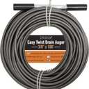 Drainx Easy Twist Drain Auger | Flexible Plumbing Cables for Cleaning Drainage Clogs Includes Storage Bag and Protective Gloves, 3/8" Diameter, 100 FT