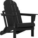 Adirondack Chairs, HDPE All-Weather Adirondack Chair, Fire Pit Chairs (Folding, Black)