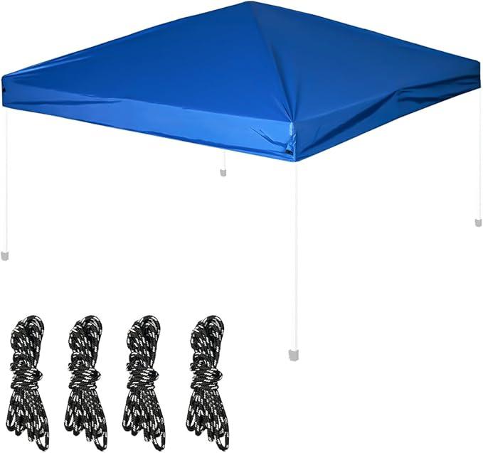 Straight Leg 10×10FT Pop-up Canopy Tent Replacement Top, Instant Canopy Top Cover with Rope (Blue)
