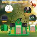 YYWMWM Solar Bird Feeders House for Outside Hanging, Metal Wild Bird Feeder for Outdoors, Large Cardinal Bird Feeder Birdhouses Green