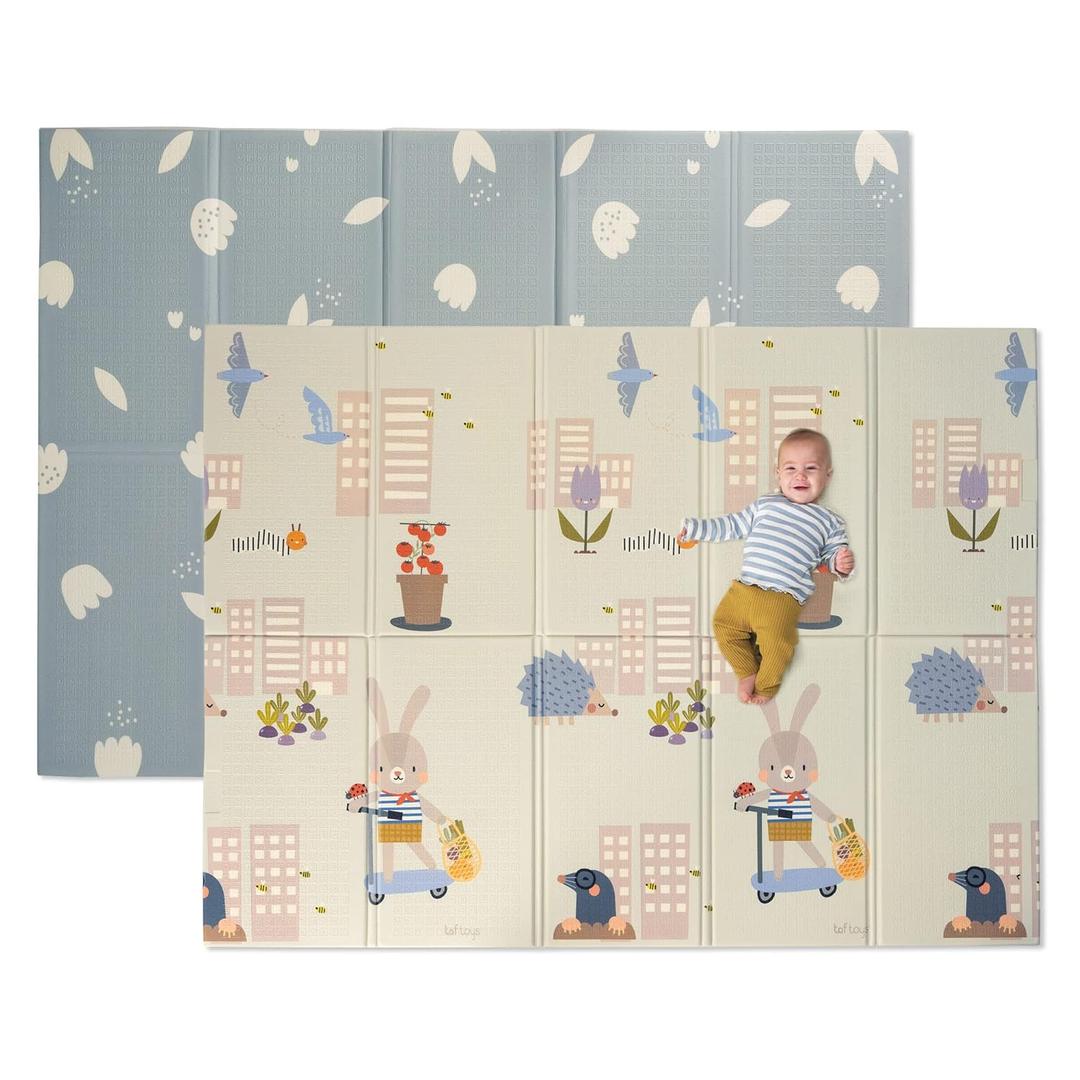 Taf Toys TAF13085 Urban Garden Extra-Large Cushioned Folded Play 200 x 150cm Baby Mat for Floor. Foldable Babies & Toddlers. Water Resistant Foam Playmat with Travel Bag. 0 Months +