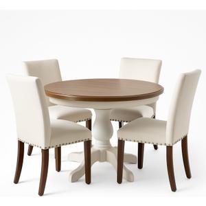 COLAMY Upholstered Parsons Dining Chairs Set of 4, Fabric Dining Room Kitchen Side Chair with Nailhead Trim and Wood Legs - Beige,No Table