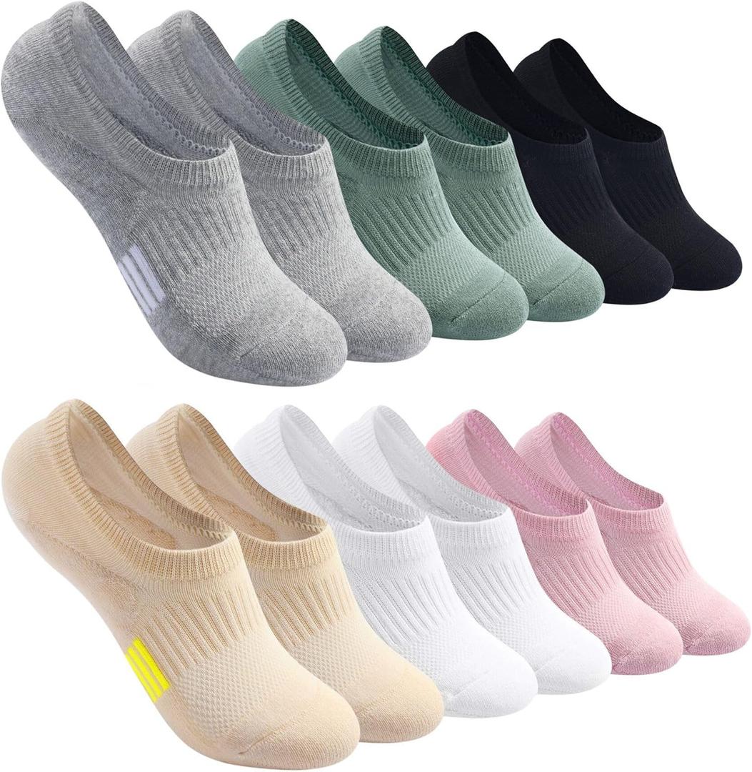 Toes Home No Show Socks Womens Cushioned Low Cut Athletic Hidden Liner for Sneakers Ankle Invisible Running Socks 4/6 Pairs (9-11, Multi Colors)