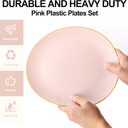 YOUBET 125PCS Pink Plastic Plates - Pink Disposable Plates With Gold Rim - Pinks and Gold Plates Include 25 Dinner Plates, 25 Dessert Plate, 75 Cutlery for Party Wedding Birthday Mothers Day