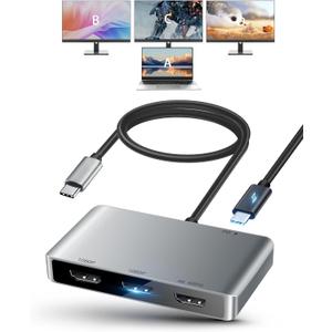 avedio links USB C to HDMI Multi Monitor Adapter, HDMI Splitter 1 in 3 Out Extended Display for Triple Monitor with 100W PD Port, Out 1 4K@60Hz, Out 2 and 3 1080p, Display for Windows Mac OS