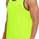 KPSUN Men's Quick Dry Swim Tank Tops Workout Athletic Gym Bodybuilding Fitness Sleeveless Beach Shirts Big and Tall(Neon Green,4XL)