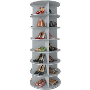 SpaceAid 7 Tier Rotating Shoe Rack Tower, Spinning Shoe Display Lazy Susan, Revolving 360 Shoe Rack Storage Round Carousel, Vertical Handbag Rotate Shoes Closet Organization (7-Tier Gray)