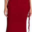 KUTUMAI Elegant Long Formal Wedding Guest Dresses for Women 2026 Ruffle Bodycon Cocktail Party Maxi Dress (Large, Wine)