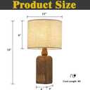 18in Farmhouse Traditional Natural Brown Solid Wood Base Table Lamp with Beige Fabric Shade for Bedroom Living Room