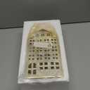 DN DECONATION Christmas Village House Decorations, Light Up Ceramic House Decor, Gold Christmas Town Building Figurines with Lights, Winter Decor for Table Centerpiece Xmas Gifts