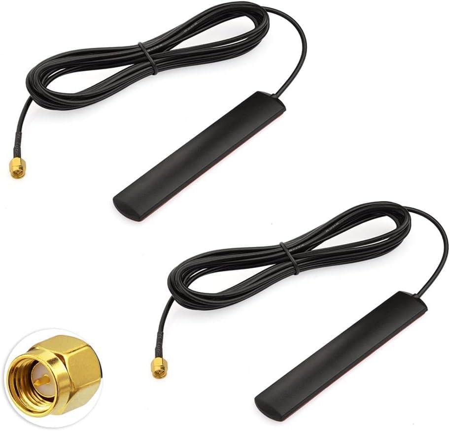 Superbat 4G LTE Antenna Omni-Directional Adhesive Mount Mimo Antenna with SMA Male Connector for Car Vehicle Hotspot Router Gateway Modem Cell Booster, 2Pcs