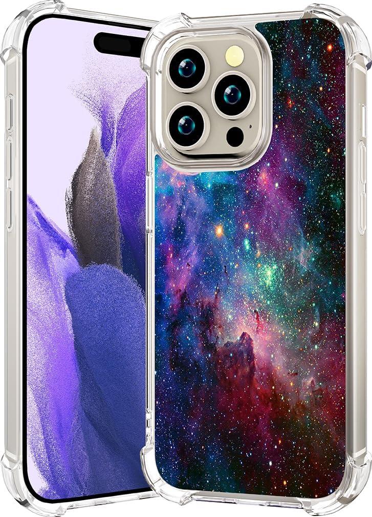 CCFUNCASE Compatible with iPhone 16 Pro Case Clear Cute for Women - Rugged Phone Cases Funda Protector Cover Skin (Pink Galaxy Universe)