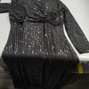 Plus Size Women Long Sleeve Formal Dress V Neck Slit Sequin Long Dress Cocktail Party Dress L