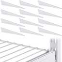 Wonderjune Adjustable Locking Shelf Bracket 16 Inch Shelf Brackets Heavy Duty Wire Shelving Brackets for Deep Wire Shelving Double Track System(White,12 Pcs)
