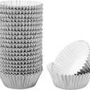 500PCS Cupcake Wrapper Aluminum Foil Grease-Proof Paper Cake Cup Cupcake Liners Muffin Cases Kitchen Baking Tools(Silver)