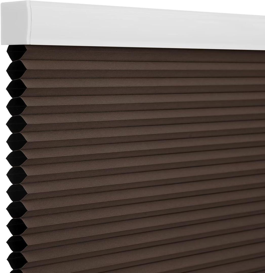 Changshade Blackout Blinds, Cordless Cellular Shades, Honeycomb Blackout Shades, Room Darkening Blinds, Pull Down Window Shades, Easy to Install Honeycomb Window Blinds, 35" W x 72" H, Taupe