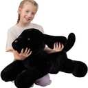 Giant Black Lab Stuffed Animal 31.5 Inch, Big Realistic Stuffed Labrador Dog Plush Toy, Puppy Throw Pillow Gift for Kids