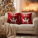 2 x Set of 2 Christmas Throw Pillow Covers 18x18 Inch Soft Decorative Angel Cushion Covers Holiday Blessing Winter Christmas Pillow Cases Rustic Farmhouse Decor for Sofa Couch Bed Living Room