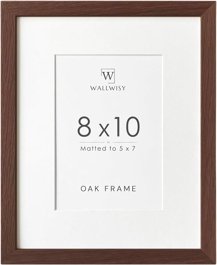 2 x 8x10 Picture Frame, Solid Oak Wood 8 x 10 Photo Frame with Mat to 5x7(Openning Size is 4.5x6.5), 10x8 Picture Frames for Wall and Tabletop Display, Natural Oak 8x10 Frame