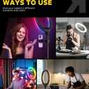 Kaiess 10.2" Selfie Ring Light with 65" Adjustable Tripod Stand & Phone Holder for Live Stream/Makeup, Upgraded Dimmable LED Ringlight for Tiktok/YouTube/Zoom Meeting/Photography (RGB)