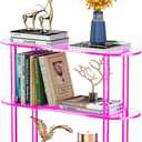 Clear Bookshelf, Acrylic Bookcase with Open Book Shelf Console Table for Entryway Office (3 Tier Pink)