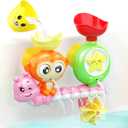 G-WACK Bath Toys for Toddlers Age 1 2 3 Year Old Girl Boy, Preschool New Born Baby Bathtub Water Toys, Durable Interactive Multicolored Infant Toy, Lovely Monkey Caterpillar,Strong Suction Cups Pink