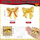 Liliaafar 20 Sets Baskteballs Soccers Softballs Enamel Pins Bulk Gifts Bow Lapel Pin Motivational Card for Senior Night Favor