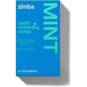 Zimba Teeth Whitening Strips Vegan Whitening Strip Enamel Safe Teeth Whitening Hydrogen Peroxide Teeth Whitener for Coffee, Wine, Tobacco, and Other Stains, 28 Strips (14 Day Treatment), Mint
